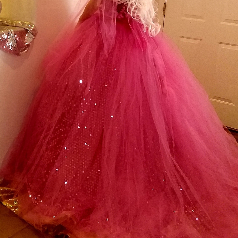 YASMINE Pink Tulle Sequin Wedding Ballgown Set - Picture 10 of 10